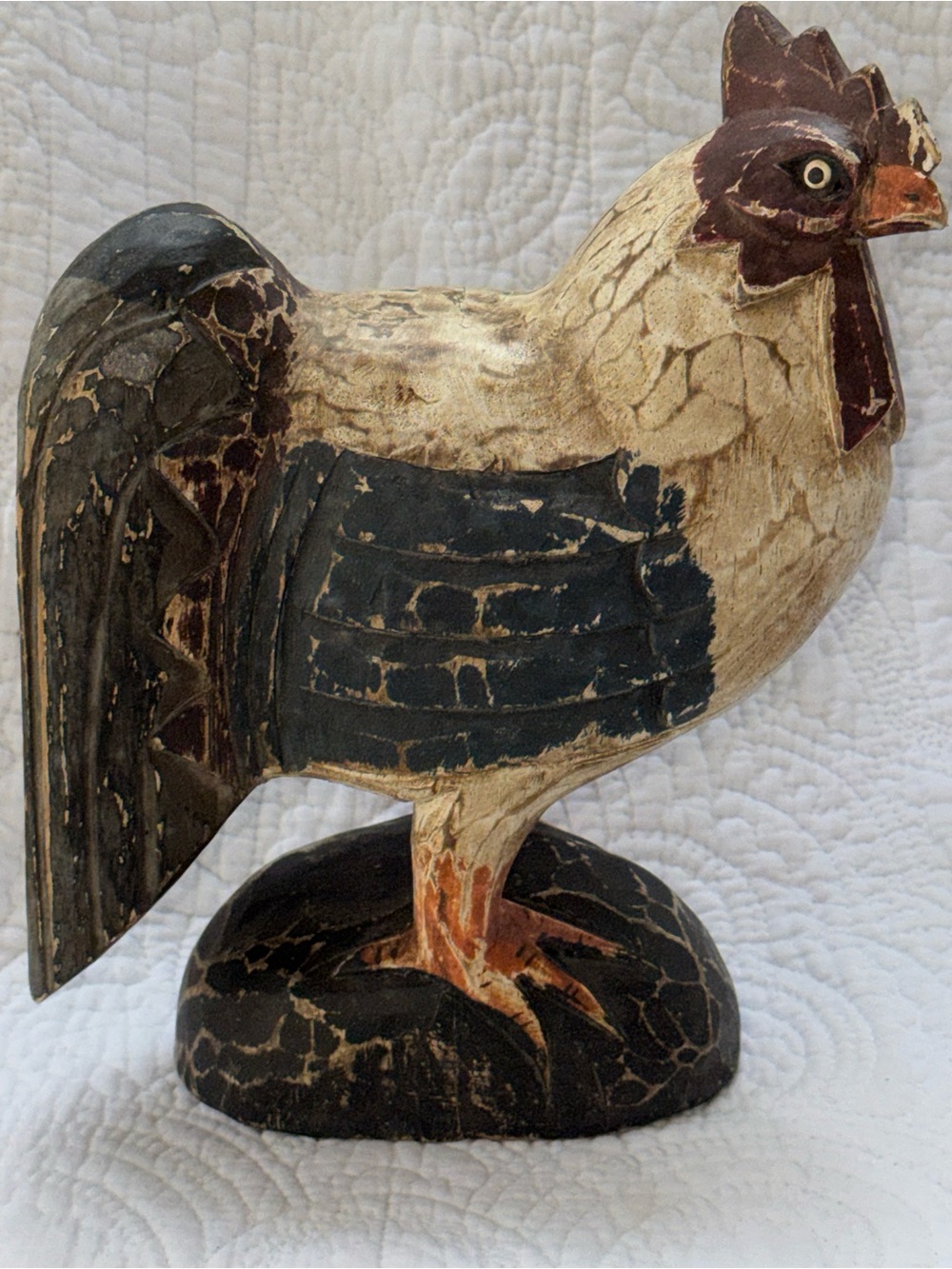 Vintage Hand Carved Wooden Rooster Figurine
Rustic Farmhouse Decor